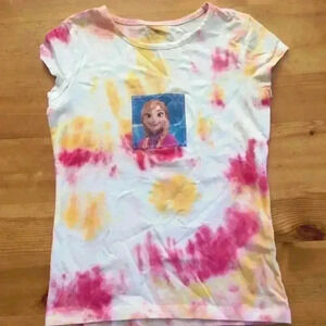 🌸New! Frozen hand tie dyed T-shirt girl M Disney handmade